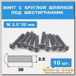 Винты М2.5*30мм (10шт) с круглой шляпкой под шестигранник