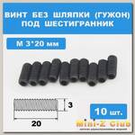 Винты М3*20мм (10шт) без шляпки под шестигранник