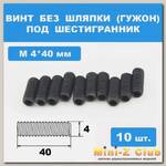 Винты М4*40мм (10шт) без шляпки под шестигранник