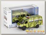 Машина 'АВТОПАНОРАМА' инерц. 'ГАЗель' (военная) 1/50, в/к 14,5*8*5,5 см