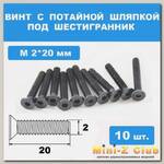 Винты М2*20мм (10шт) с потайной шляпкой под шестигранник