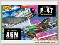 Склеиваемая модель Hawk Lindberg 1/48 2 pack WWII Adversaries (P-47 Thunderbolt &