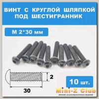 Винты М2*30мм (10шт) с круглой шляпкой под шестигранник