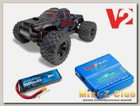Радиоуправляемый монстр MJX Hyper Go v2 Brushless 4WD 2.4G LED 1:10 (цвет черный) c зарядным устройством и АКБ Li-Po 4S 5000mAh MJX-10208-V2-BLACK-COMBO