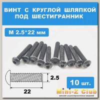 Винты М2.5*22мм (10шт) с круглой шляпкой под шестигранник