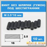 Винты М2.5*16мм (10шт) без шляпки под шестигранник